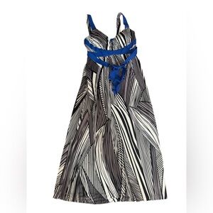 Muse Stylish Blue and Black Long Dress